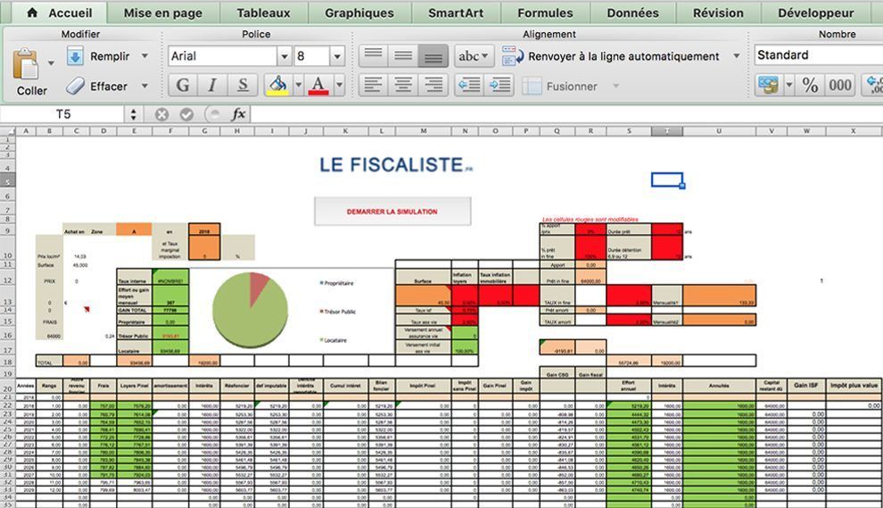 Simulation Loi Pinel Excel 2018